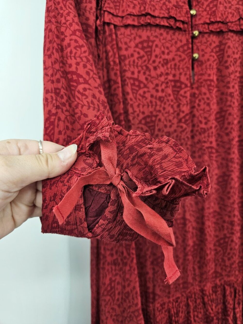 Cleobella Iris Midi Dress Red Women's Size XS NEW Tiered Ruffle Party Evening - Picture 9 of 14
